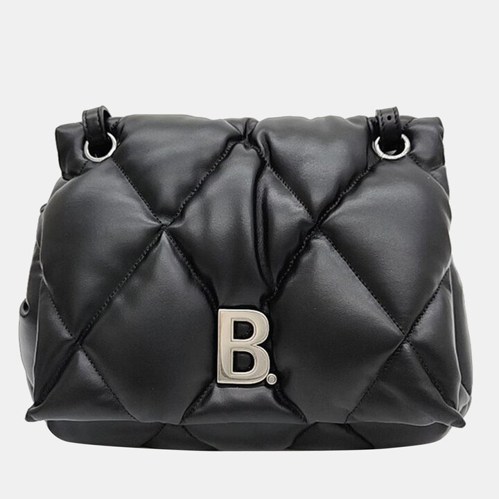 Balenciaga Touch Puffy Embellished Quilted Leather Clutch in Black