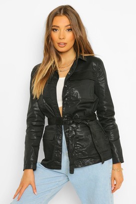 coated denim jacket womens