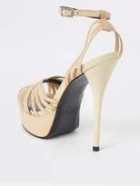 Thumbnail for your product : River Island Leather Strappy Platform Heel Sandals - Cream