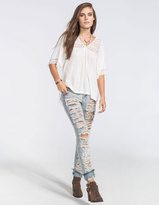 Thumbnail for your product : Full Tilt Crochet Inset Womens Peasant Top