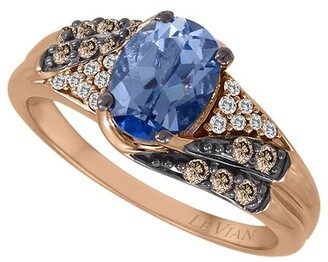 LeVian 14K 1.50 Ct. Tw. Diamond & Ocean Blue Topaz Cocktail Ring