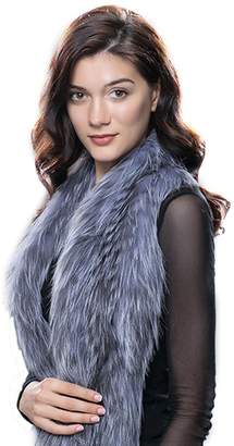 URSFUR Women Winter Long Scarves Real Knit Fox Fur Scarf Multicolor