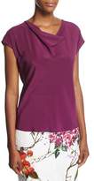 Thumbnail for your product : Escada Cowl-Neck Cap-Sleeve Silk Blouse, Purple