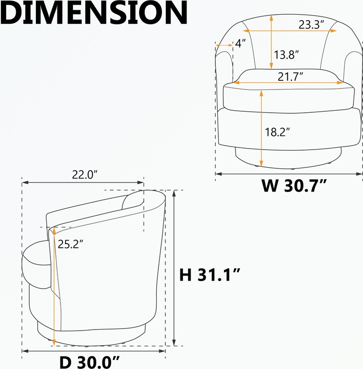 Barrel Chair With Gold Stainless Steel Base 360 Degree ShopStyle