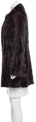 Adrienne Landau Pointed Collar Mink Fur Coat