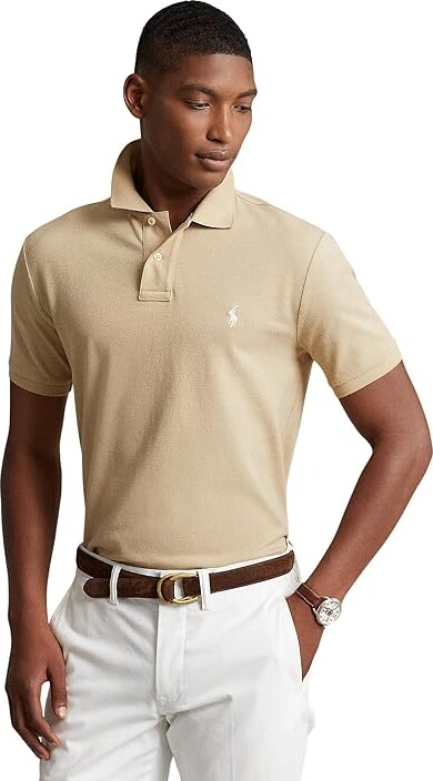 Polo Ralph Lauren Custom Slim Fit Mesh Polo Shirt (Beige/Cream) Men's  Clothing - ShopStyle