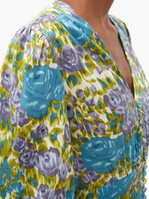Luisa Beccaria Floral-print Silk-blend Crepe Maxi Dress - Green Multi