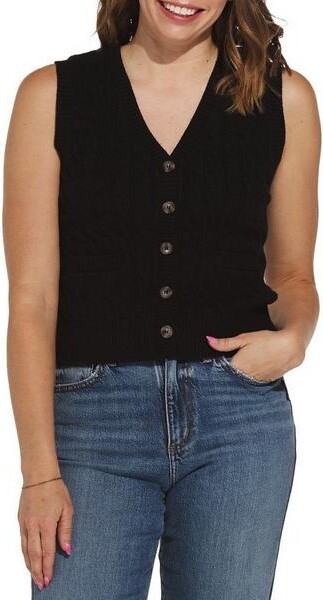 Gilli Women's Knit Vest V-Neck Tank Top Small Black