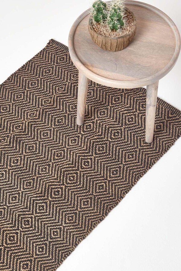 Homescapes Black Geometric Jute Rug, 66 x 200 cm ShopStyle