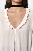 Thumbnail for your product : KENDALL + KYLIE Kendall & Kylie Sheer Ruffled Cold Shoulder Top