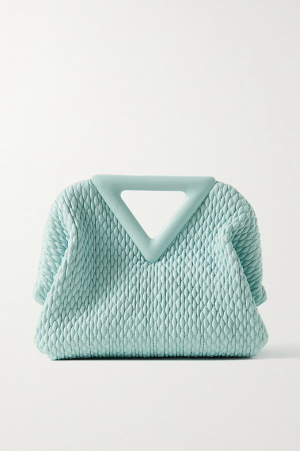 Bottega Veneta Point Shoulder Bag Boucle Tweed Medium Blue 2211251