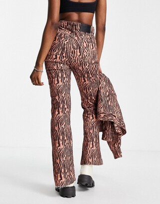 Reclaimed Vintage Inspired '86 wide flares in tiger print co-ord