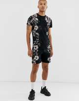 Thumbnail for your product : Religion two-piece t-shirt with floral side print in black