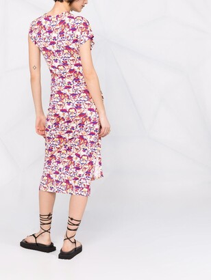 Paco Rabanne Floral-Print Ruched Dress
