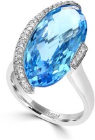 Thumbnail for your product : Effy 14K White Gold Oval Blue Topaz & Diamond Ring