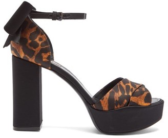 Fabrizio Viti - Gabor Leopard-print Bow Satin Platform Sandals - Leopard