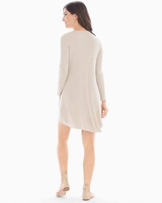 Elan International Elan Long Sleeve V-Neck Short Dress Oatmeal