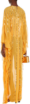 Sachin + Babi Ecrin Ruffled Sequin-embellished Crepon Gown