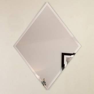 Fab Glass And Mirror 22" x 34" Diamond Frameless Wall Mirror, 1" beveled Edge Polished with 2 Hooks