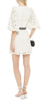 Thumbnail for your product : Zimmermann Belted appliquéd linen and silk-blend guipure lace mini dress