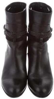 Christian Dior Leather Round-Toe Ankle Boots
