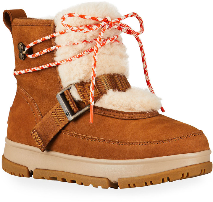 leather ugg boots with fur trim