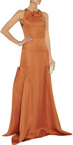 Thumbnail for your product : Roland Mouret Pleated silk-twill halterneck gown
