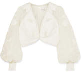 Thumbnail for your product : Zimmermann Corsage Cropped Embroidered Linen And Silk-blend Canvas Top
