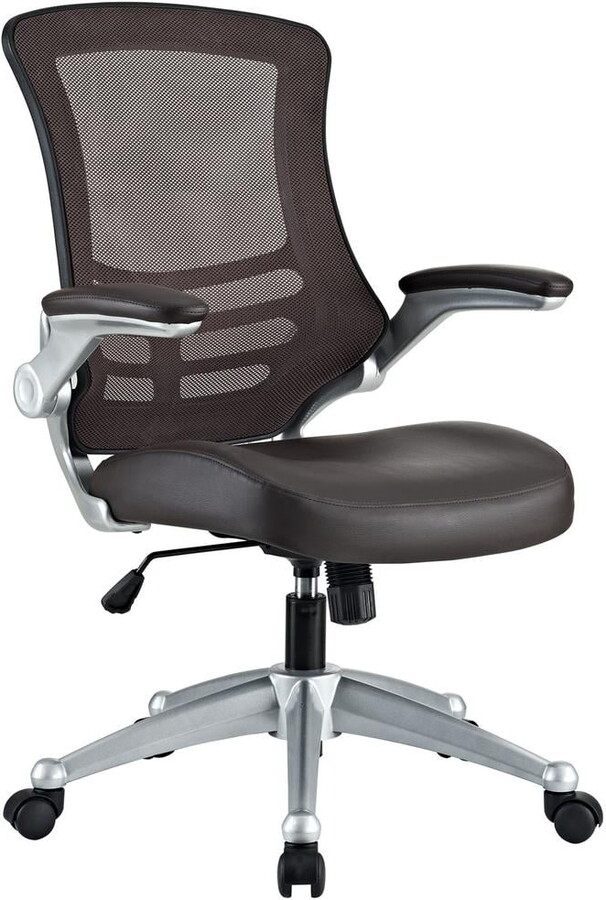 Modway Attainment Modern Style Vinyl Office Chair in Brown Finish