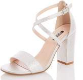 Thumbnail for your product : Quiz Wide Fit Silver Faux Leather Cross Strap Heeled Sandals