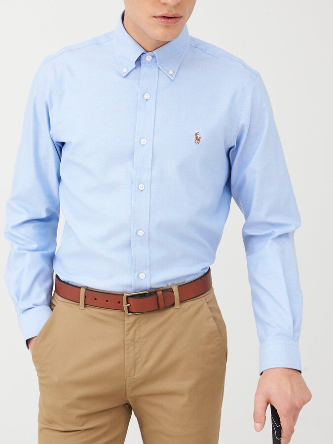 Polo Ralph Lauren Golf Long Sleeve Non Iron Oxford Shirt Blue - ShopStyle