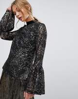 Thumbnail for your product : Coast Brea Lace Metallic Top With Big Sleeve