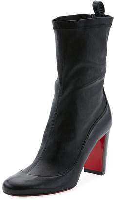 Christian Louboutin Gena Stretch Leather Mid-Heel Red Sole Boot