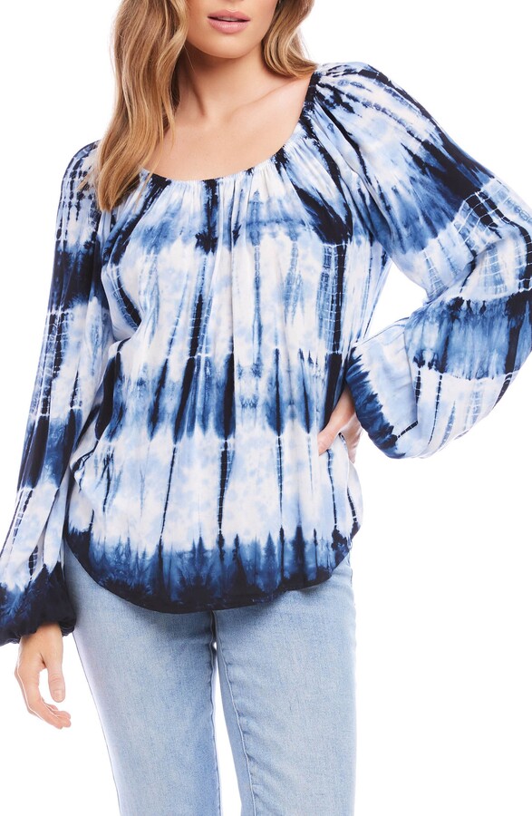 Karen Kane Tie Dye Peasant Blouse ShopStyle