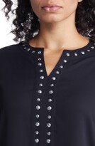 Thumbnail for your product : Ming Wang Split Neck Studded Trim Tunic Top