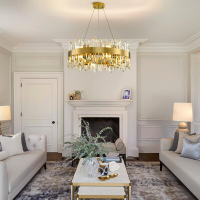 Mercer41 Stith Dimmable Glam Gold Round Chandelier With Crystal Accents