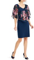Thumbnail for your product : Connected Chiffon Cape-Overlay Sheath Dress