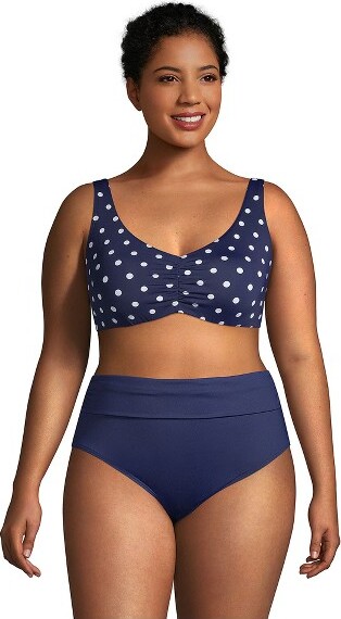 Lands' End Women's Plus Size DDD-Cup Chlorine Resistant V-neck Underwire  Bikini Top Swimsuit Adjustable Straps - 22w - Deep Sea Polka Dot - ShopStyle