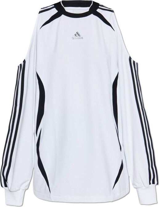 adidas Cold-Shoulder Logo Detailed Sweatshirt