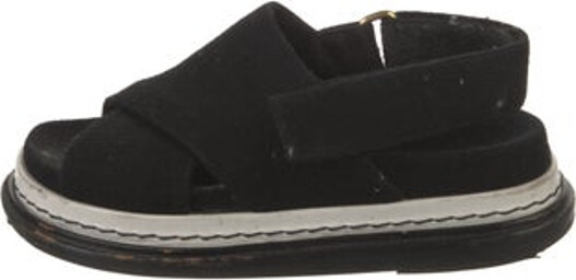 Marni Velvet Slingback Sandals Black Platform Velcro Closure at Sides Size not listed, estimated from measurements.