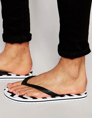 ASOS Flip Flops With Black and White Print