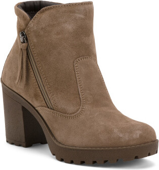 Suede Heeled Bootie With Lateral Zipper for Women | Man-Made Sole/Suede