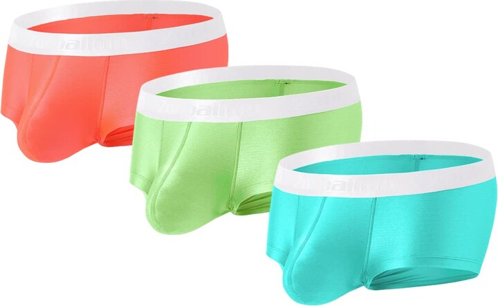 BIATWOWR 3 Pack Sexy Men's Underwear Bulge Enhancing Pouch Ice Silk ...