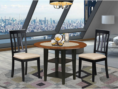 Winston Porter Aggappera Drop Leaf Solid Wood Rubberwood Dining Set