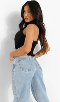 Thumbnail for your product : boohoo Petite Linen Look Cross Front Halter Top