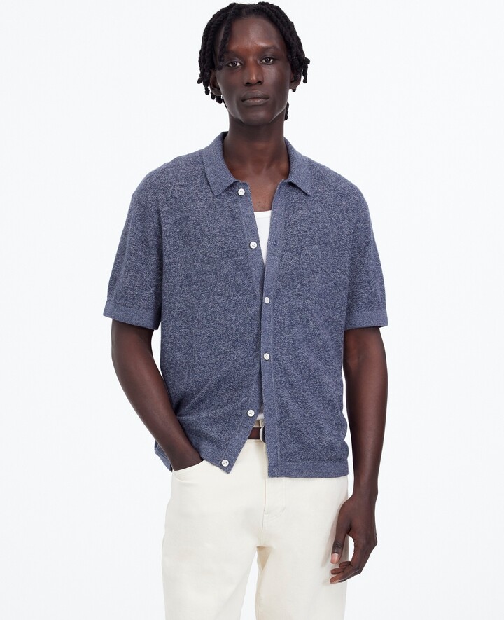 Madewell Marled Cotton Button-Up Sweater Polo