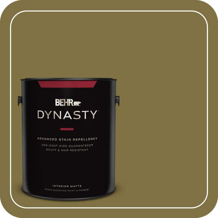 BEHR DYNASTY 1 gal. #S-H-390 Italian Olive Matte Interior Stain-Blocking Paint & Primer