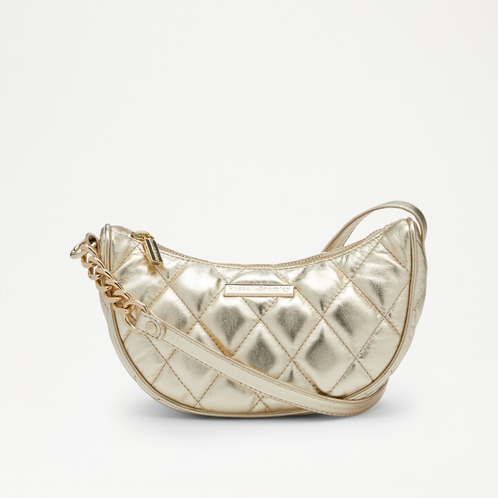 Russell Bromley MINI MOON Women's Gold Mini Quilted Crossbody
