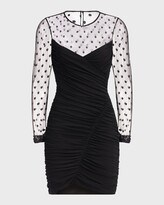 Thumbnail for your product : Halston Hilary Ruched Jersey & Mesh Mini Dress