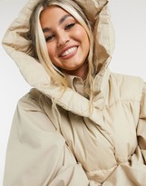 Thumbnail for your product : Bershka padded gilet with hood in ecru